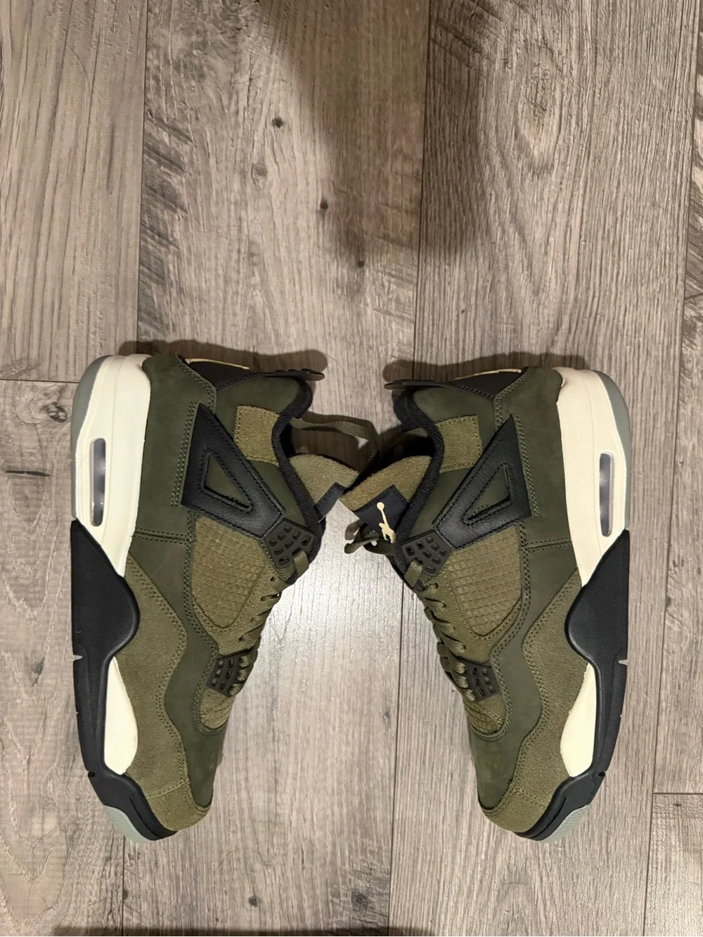 Jordan Men's Olive Green and Black Retro Athletic Sneakers